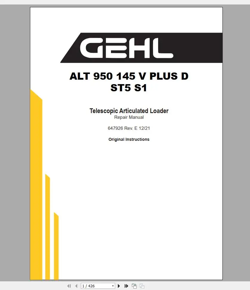 SpecDiag GEHL Machinery Heavy  - Heavy Equipment Pdf review and price