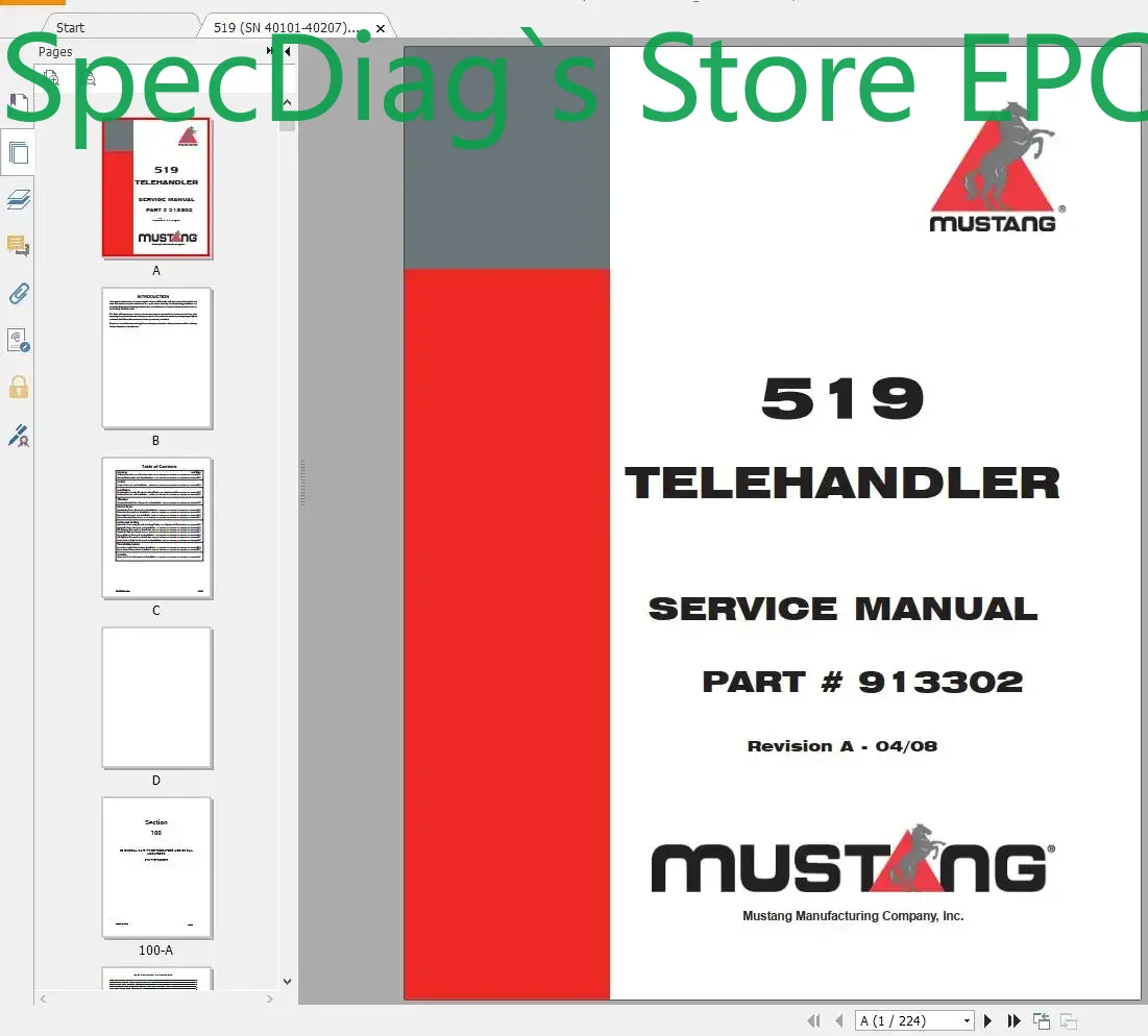 SpecDiag Mustang Machinery Hea - Heavy Equipment Pdf review and price