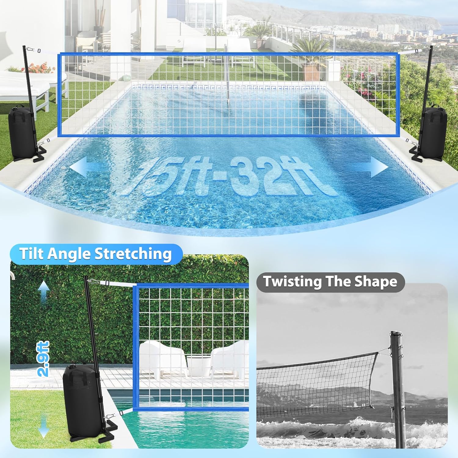 Heavy Duty Pool Volleyball Net - Heavy Equipment Game review and price